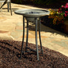 Perello Solar Birdbath - Distressed Grey Cement