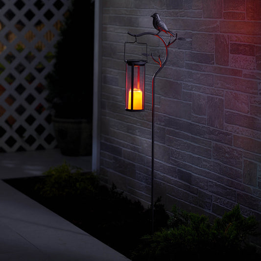 Provence Bird Stake with Solar LED Candle Lantern