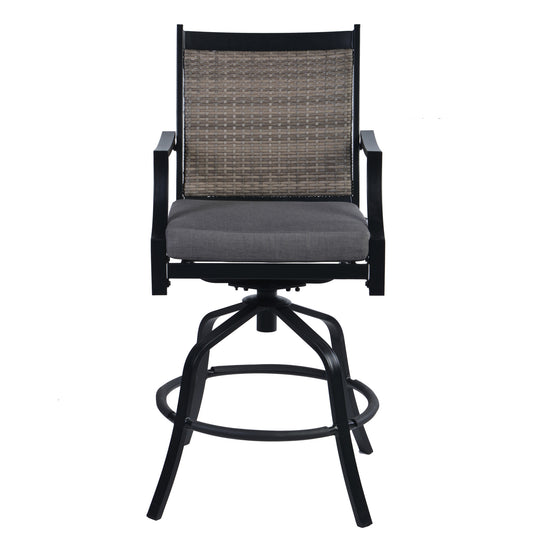Wicker Bar Chairs Black/Gray - set of 2