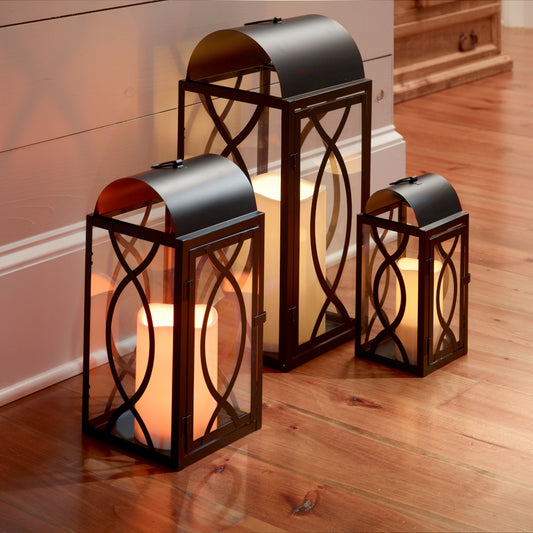 Rogan Candle Lanterns (Set of 3) - Black