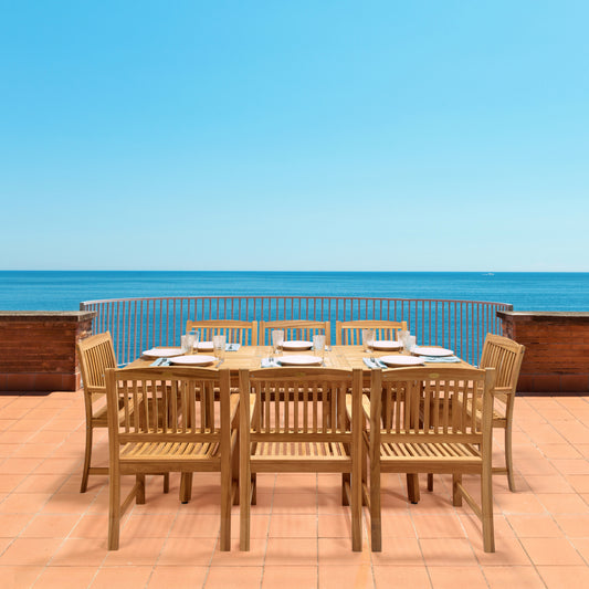 Santorini Teak 9pc Patio Dining Set